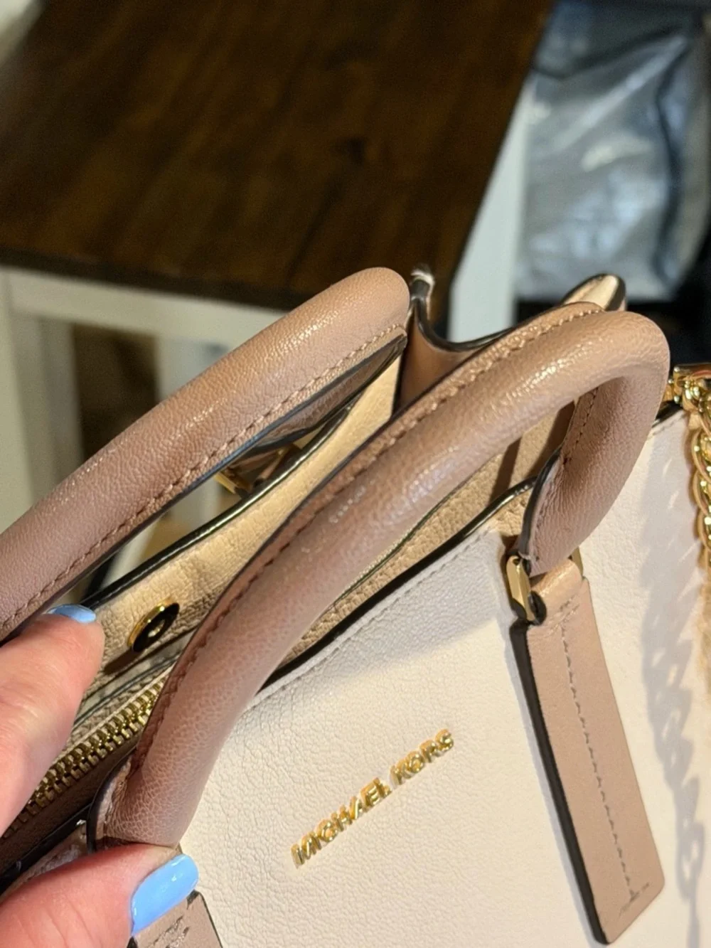 Michael Kors Two-Piece Set: Tri-Tone Leather Satchel & Large Wristlet Pouch